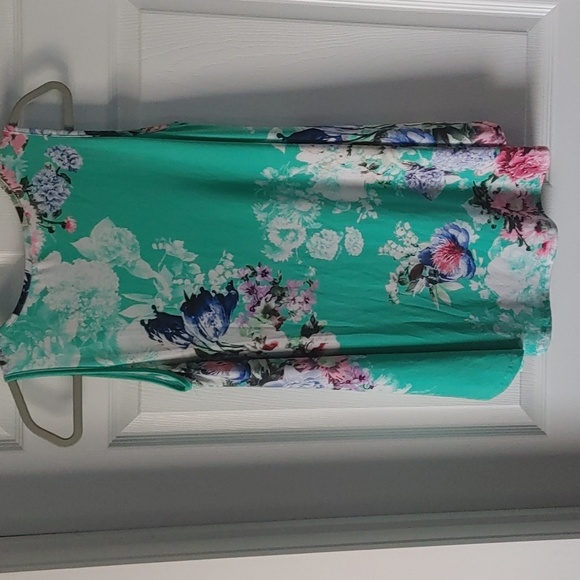 Floral Sleeveless Top Women's Medium In Vibrant Turquoise - Picture 3 of 4